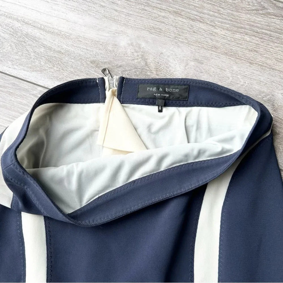 Rag & Bone  Navy Ivory Contrasting Colour Midi Skirt - Picture 3 of 11